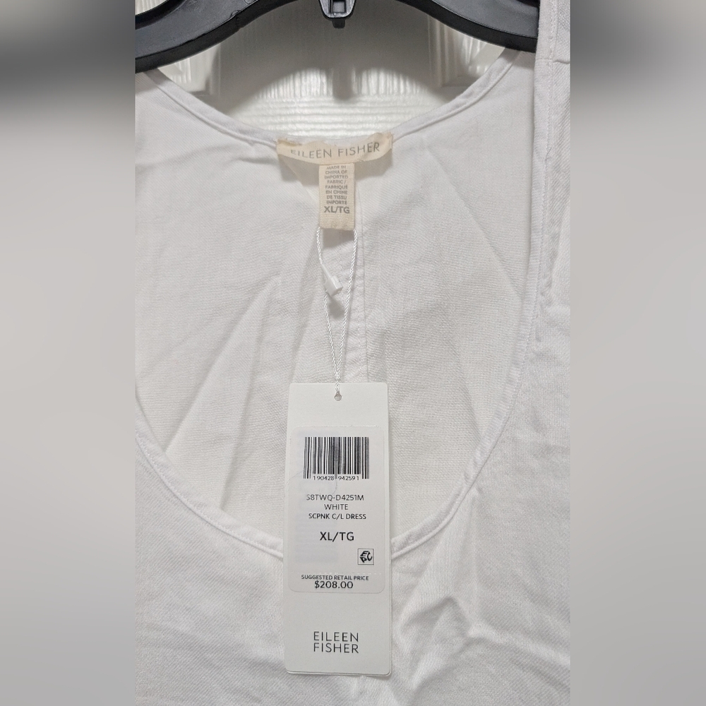 Eileen Fisher Drawstring Organic Cotton Midi Dress white size XL NWT - Picture 5 of 6